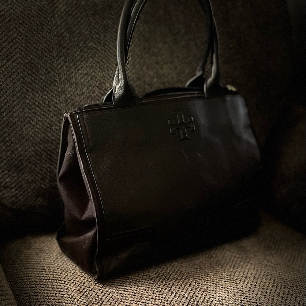 Tory Burch Women's Black Ella Canvas & Leather Tote